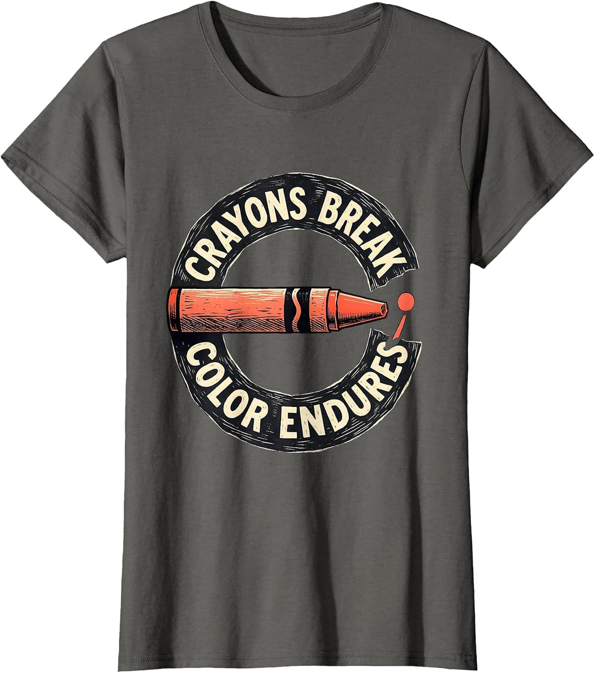 Women's Crayons Break Color Endures Mental Health Awareness Support T-Shirt - Asphalt Grey