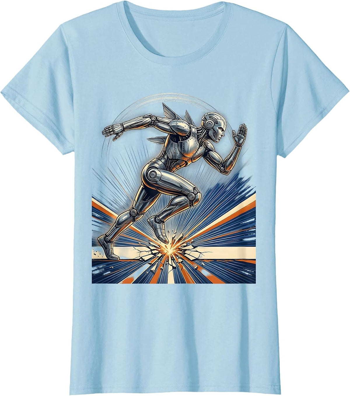 Women's Godspeed Sprinter Finish Line Burst Design T-Shirt - Baby Blue