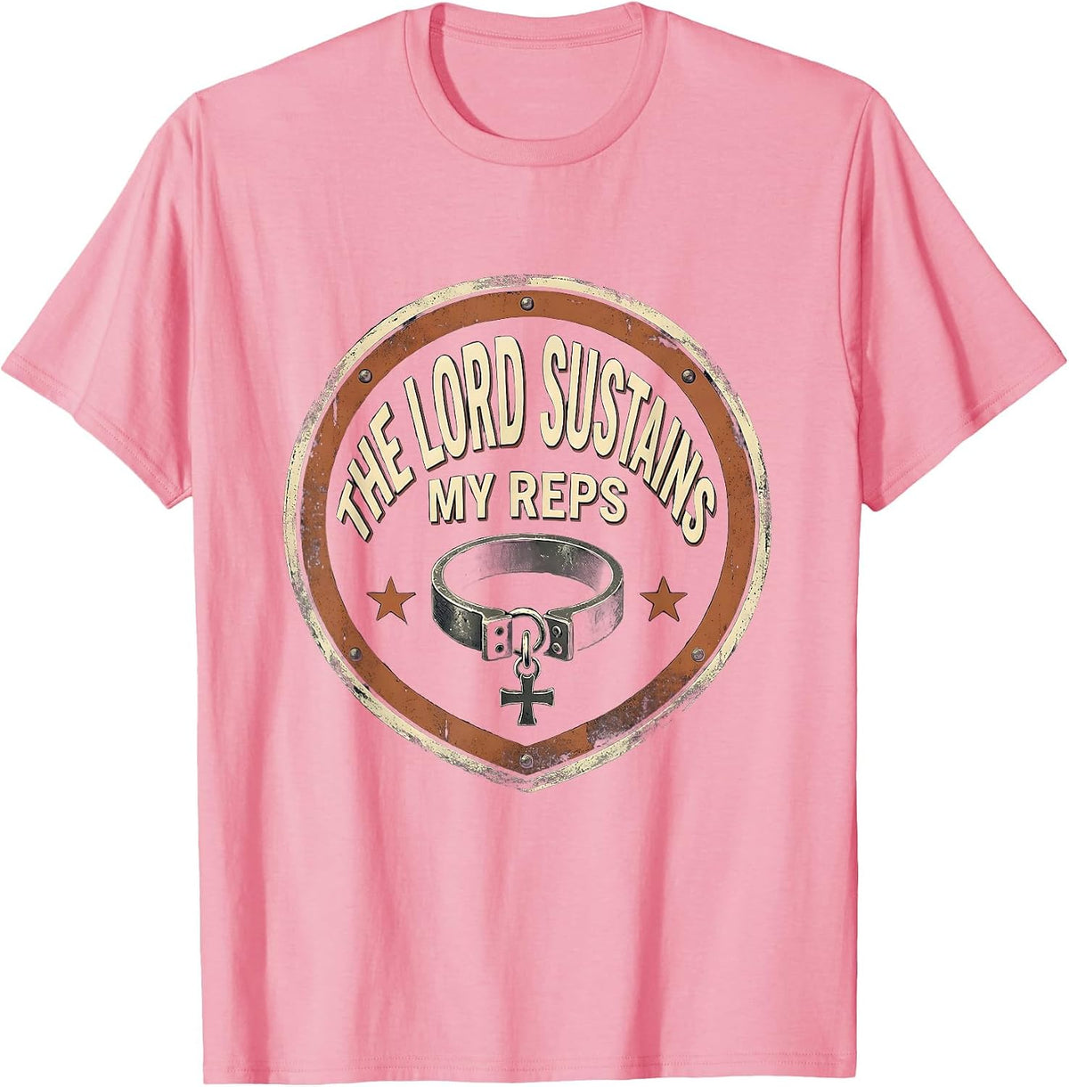 Men's The Lord Sustains My Reps Vintage Christian Gym Weightlifter T-Shirt - Pink