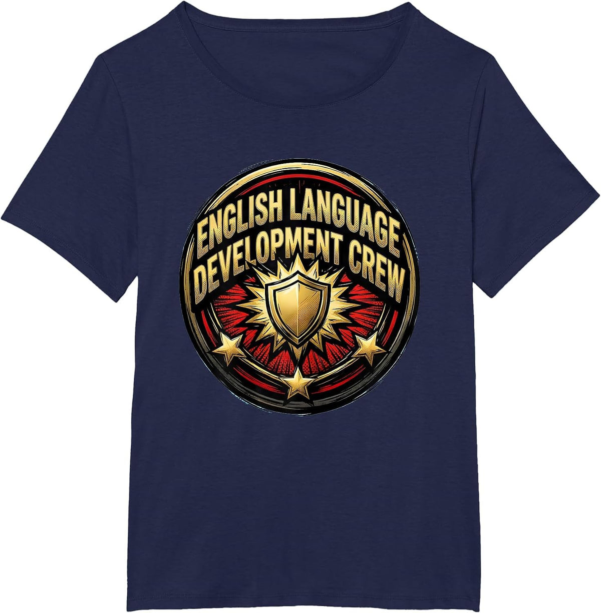 Women's English Language Development Crew Comic Book Dual Language T-Shirt - Navy Blue