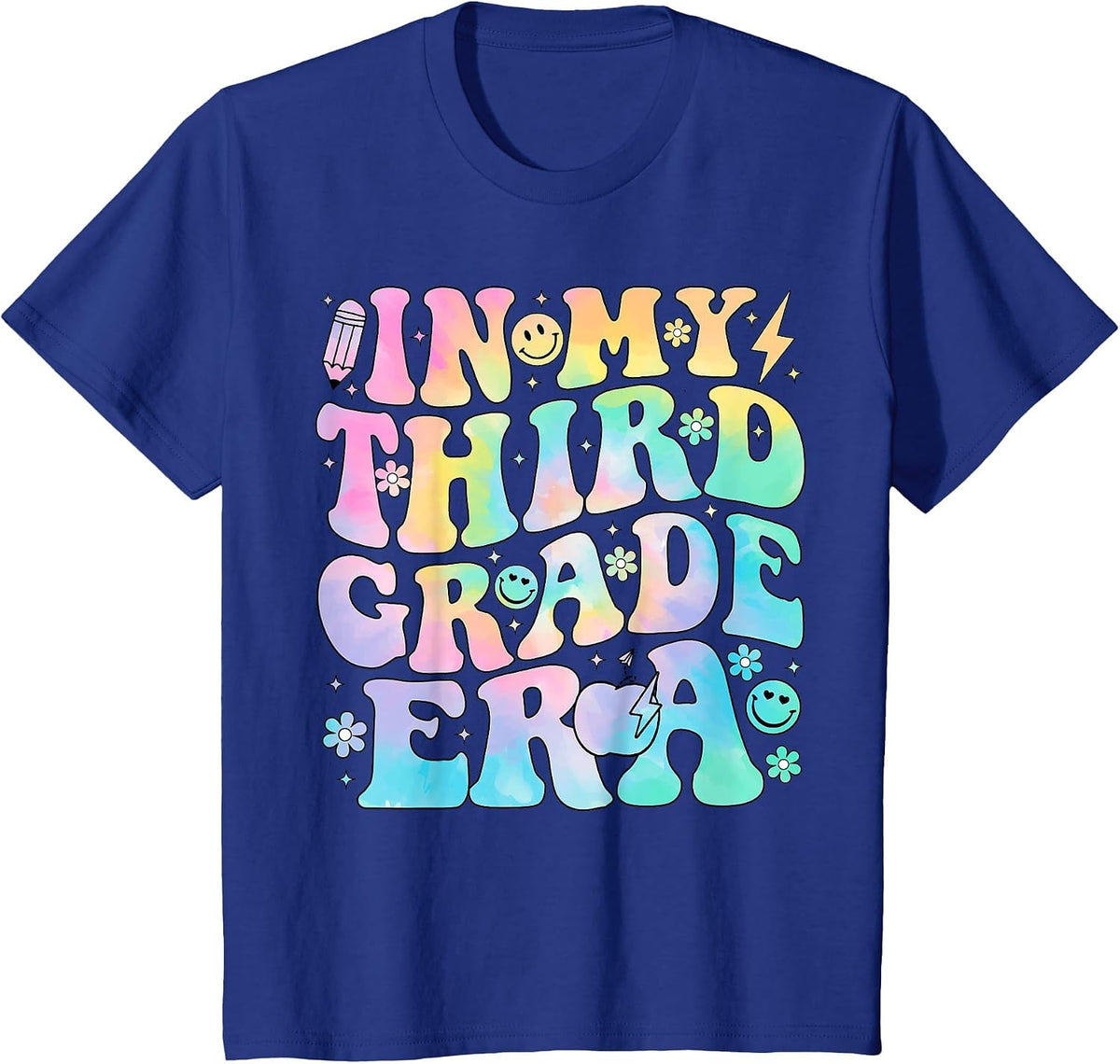 in My Third Grade Era Girl Tie Dye 3rd Grade Back to School T-Shirt - Royal Blue