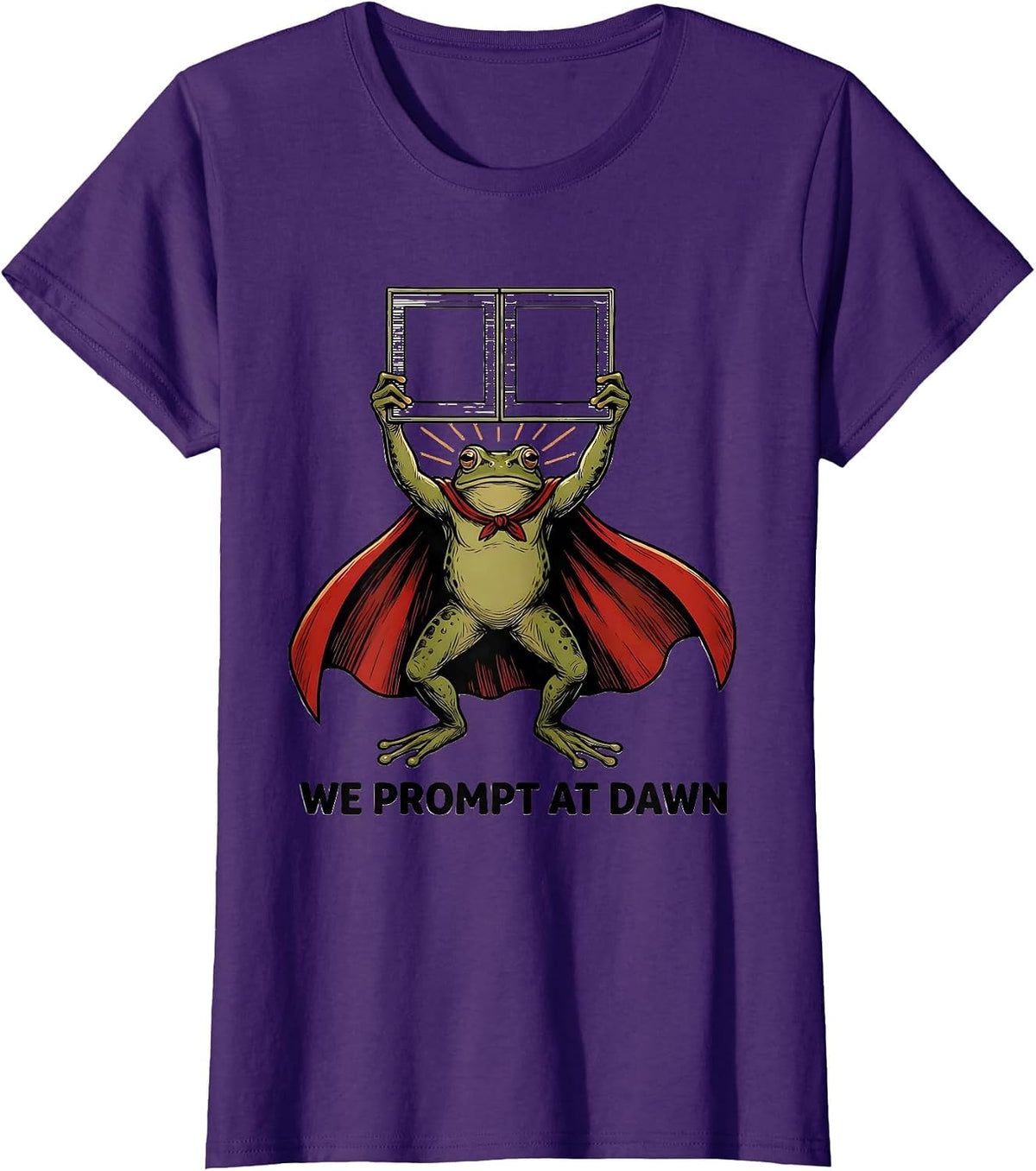 Women's We Prompt At Dawn Funny Teacher Frog Back to School T-Shirt - Purple