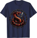 Punk Rock Snake and Switchblade Graphic T-Shirt - Navy Blue