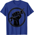 Angry Fist Lightning Bolt Graphic Design T-Shirt - Royal Blue