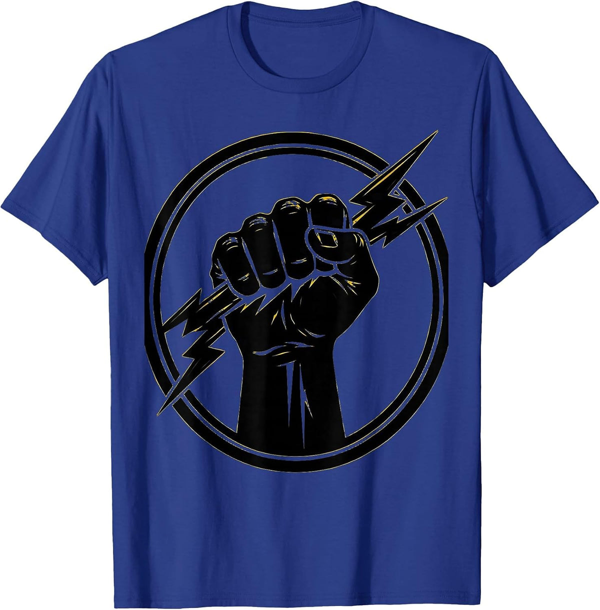 Angry Fist Lightning Bolt Graphic Design T-Shirt - Royal Blue