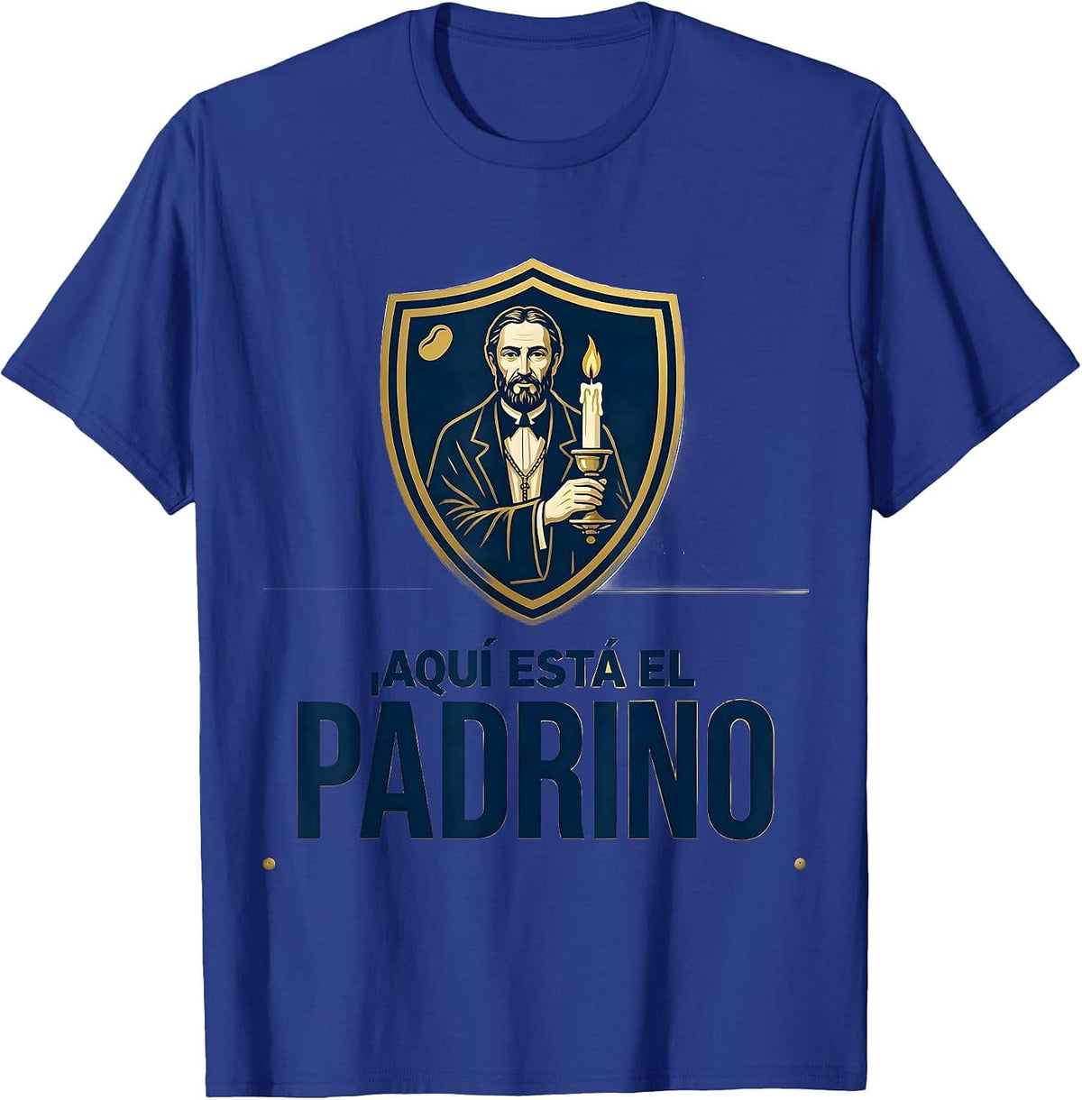 Men's ¡Aquí Está El Padrino! Mexican Bingo Family Role Humor T-Shirt - Royal Blue