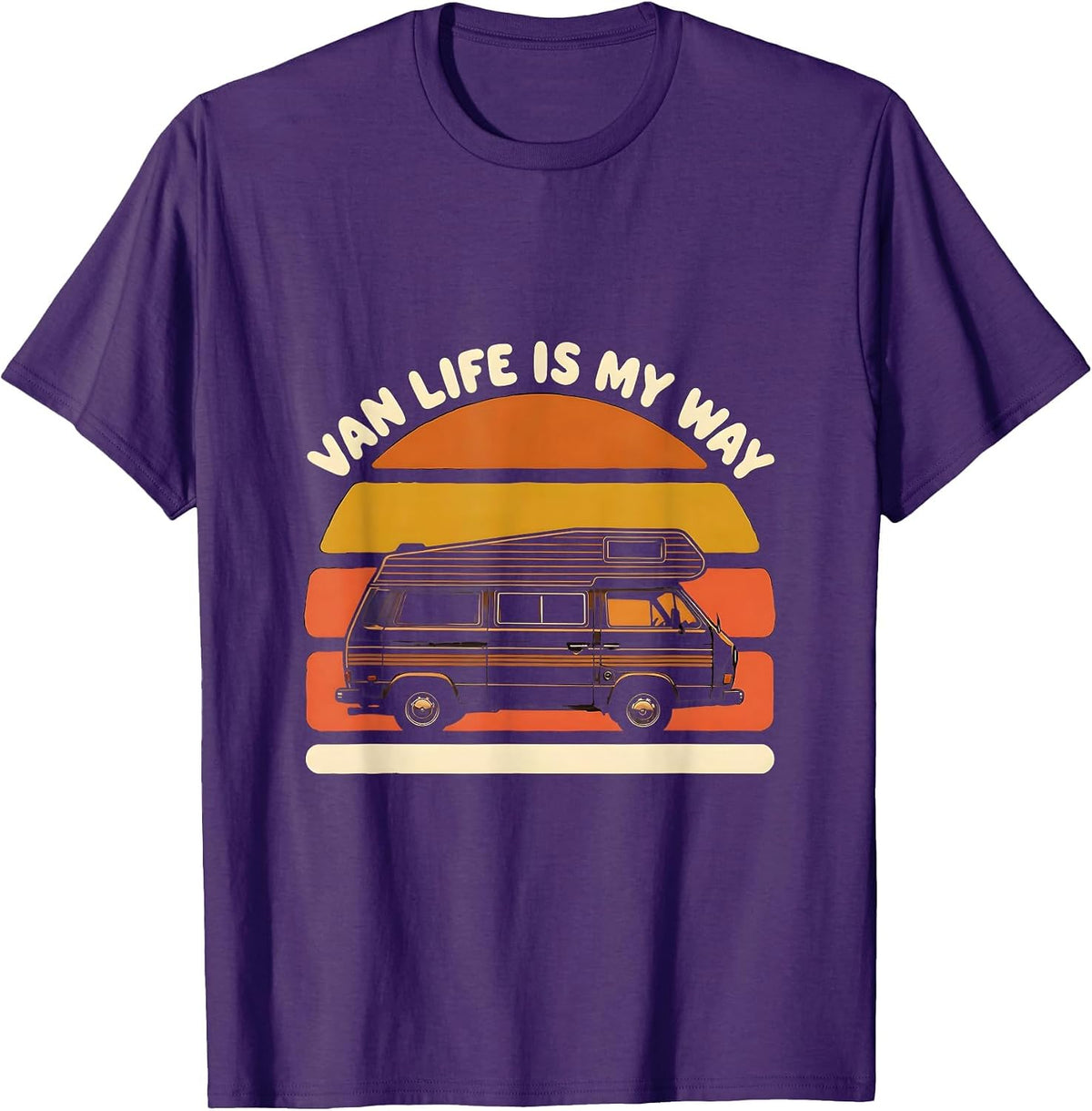 Men's Van Life Is My Way Retro Vintage Van Dwellers Nomads T-Shirt - Purple