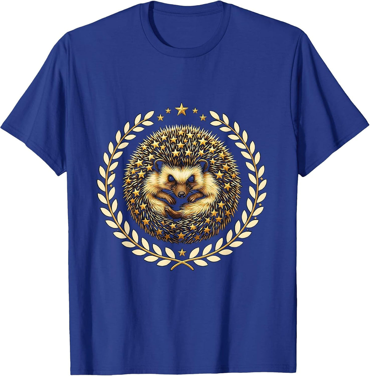 Gold Star Hedgehog Childhood Cancer Awareness T-Shirt - Royal Blue
