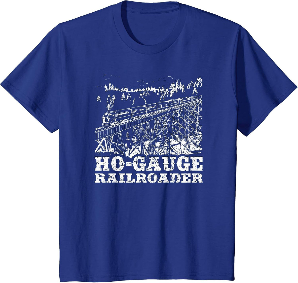 Model Train HO Gauge Railroad Model Railway Train HO Scale T-Shirt - Royal Blue