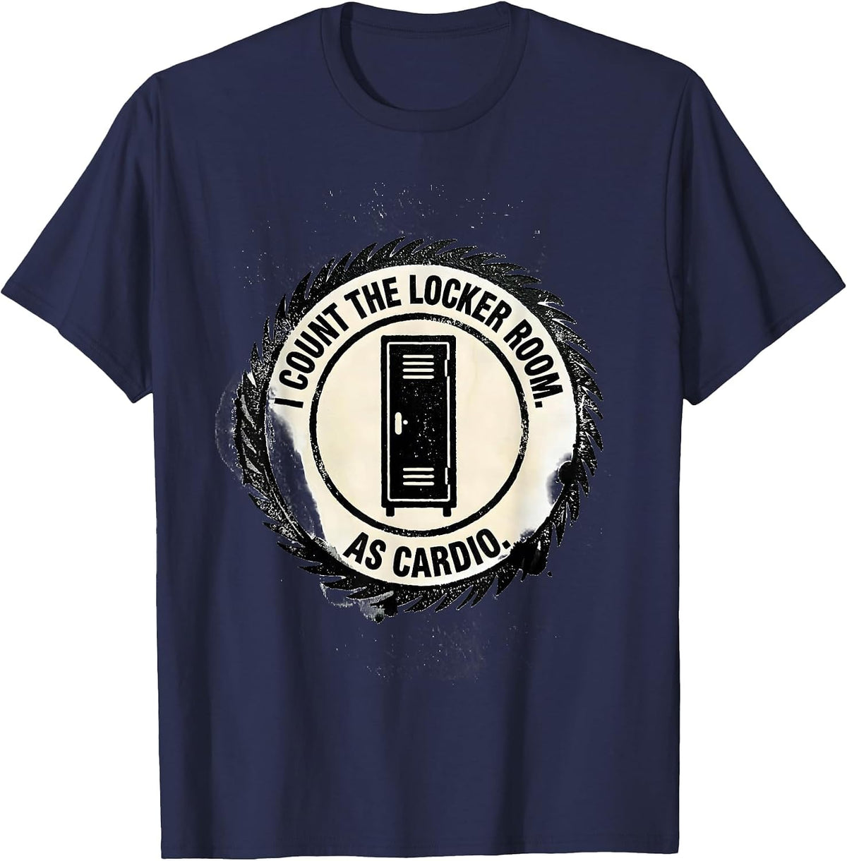 I Count The Locker Room As Cardio Funny Gym Weightlifting T-Shirt - Navy Blue
