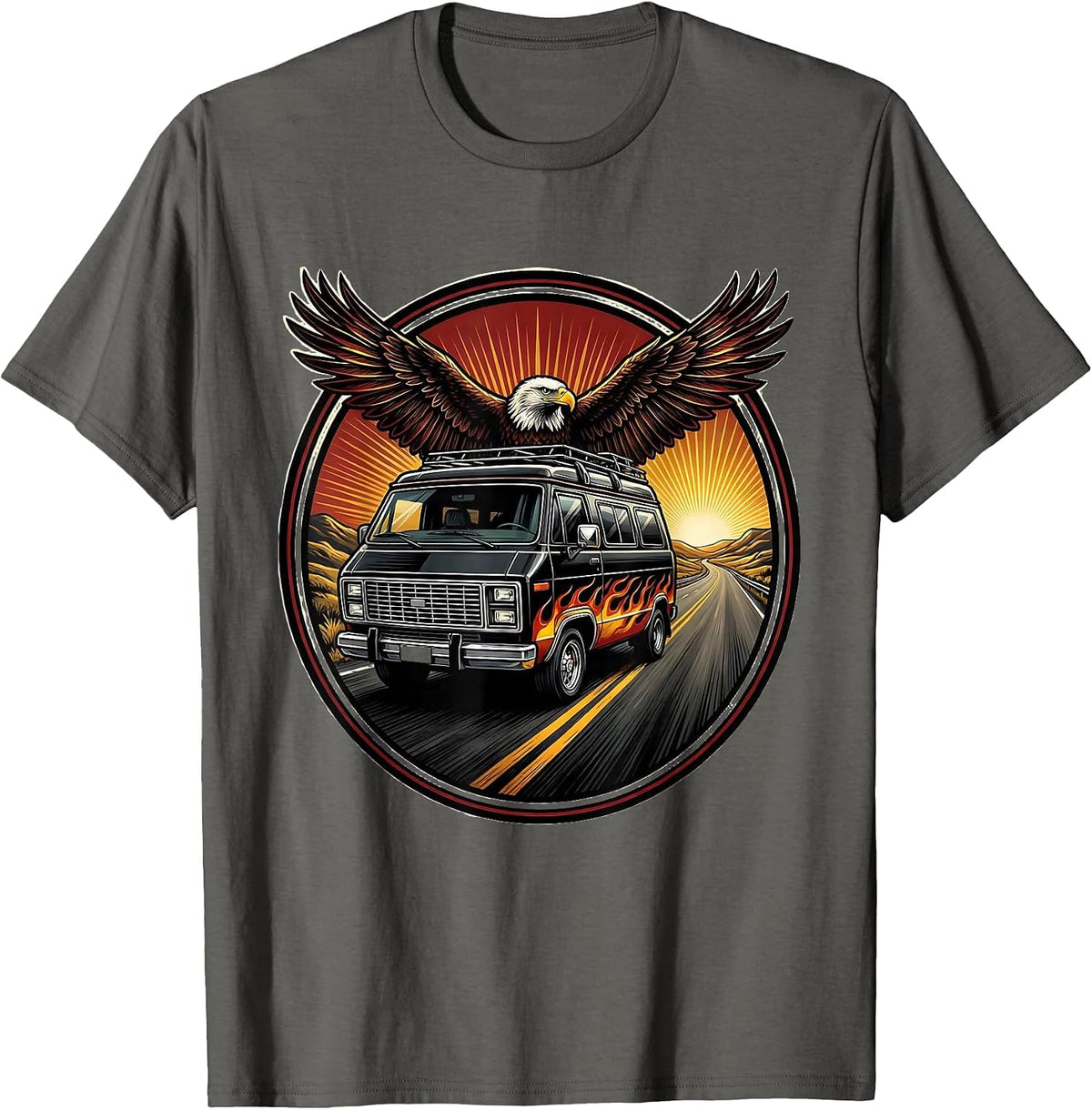 Men's Vintage Tour Van Open Highway Graphic T-Shirt - Asphalt Grey