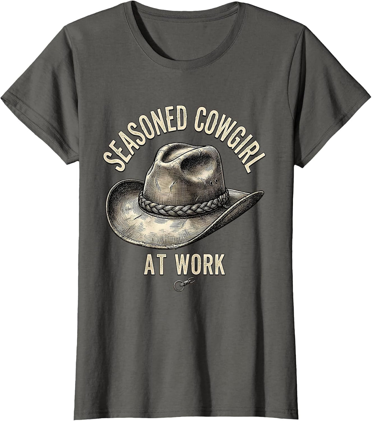 Women's Seasoned Cowgirl At Work Not My First Rodeo T-Shirt - Asphalt Grey