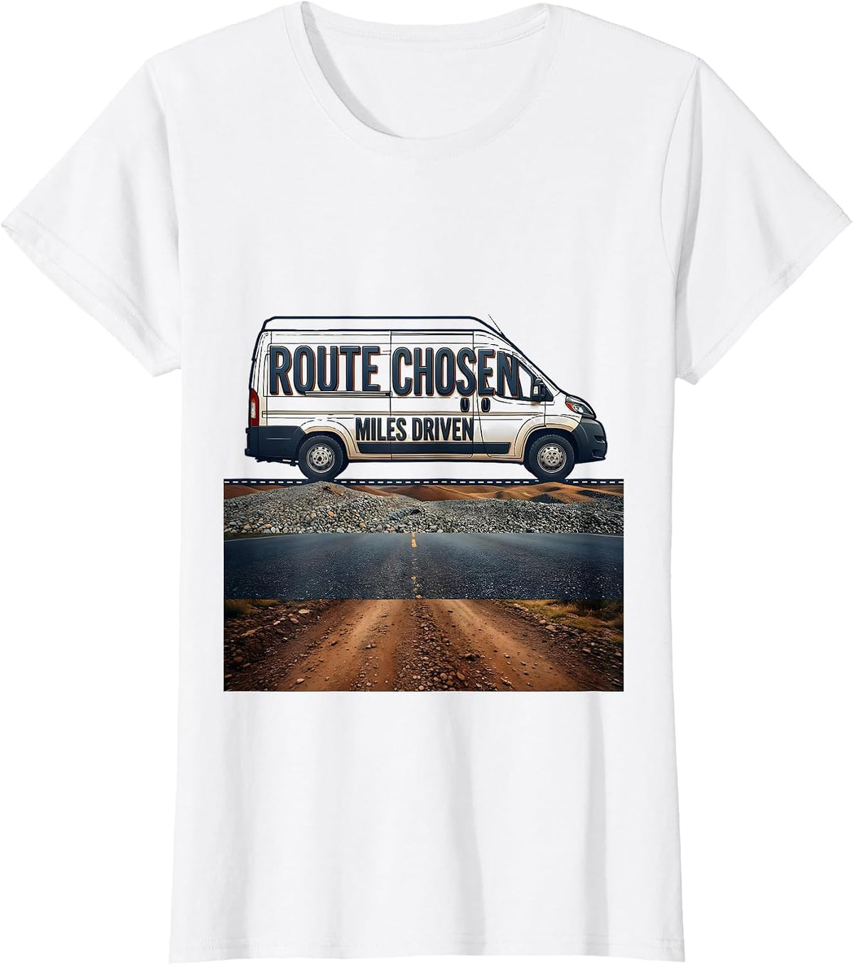 Route Chosen Miles Driven Van Life Nomad Retro Adventure T-Shirt - White