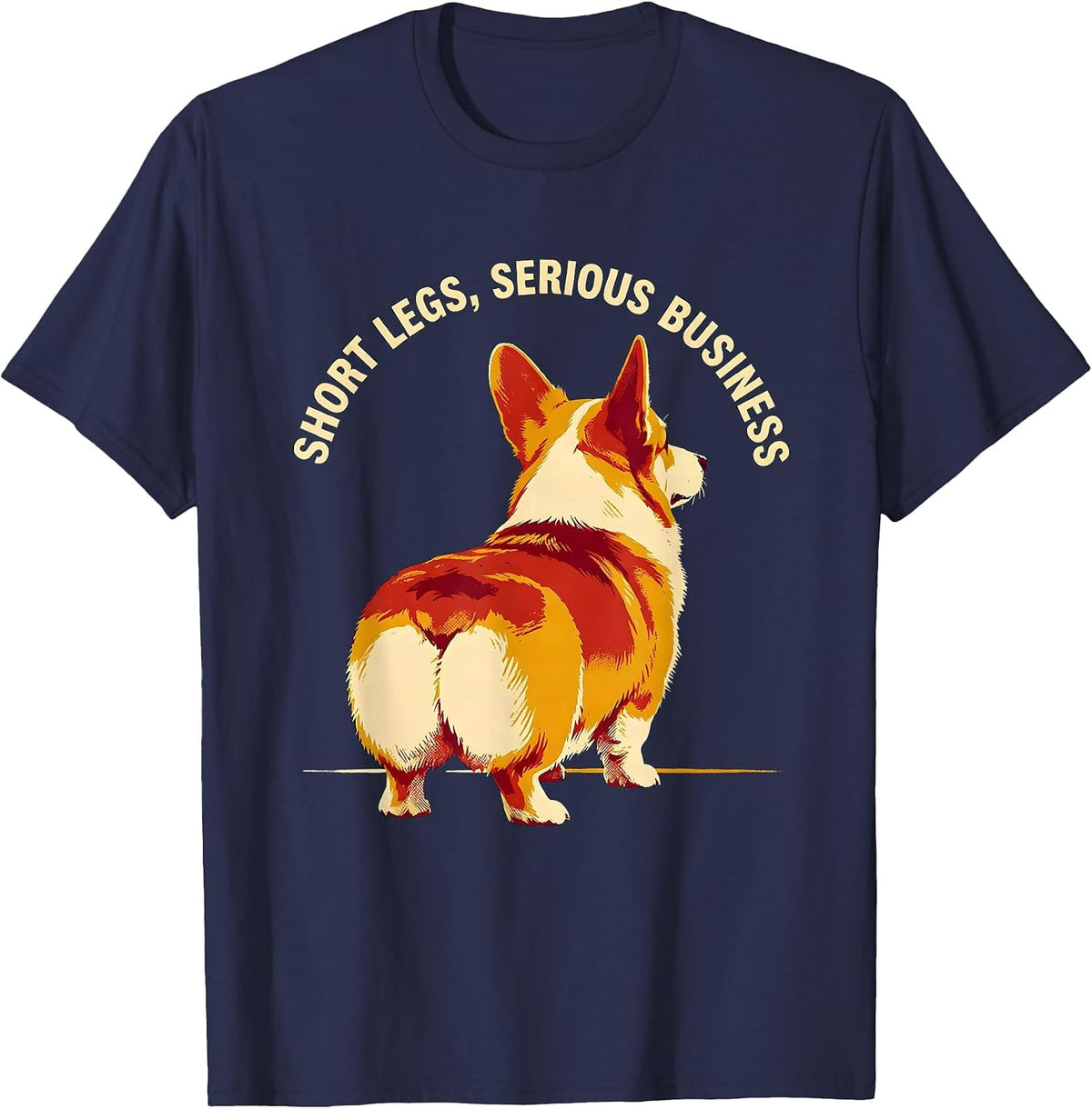 Men's Short Legs Serious Business Funny Corgi Dog Lover Humor T-Shirt - Navy Blue