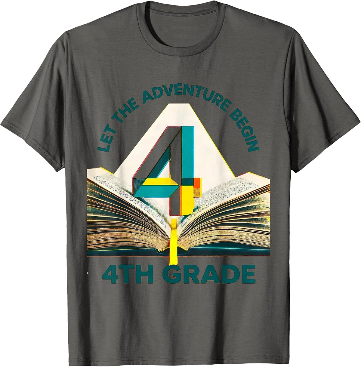 Let The 4th Grade Adventure Begin Fourth Grade Teacher Kids T-Shirt - Asphalt Grey