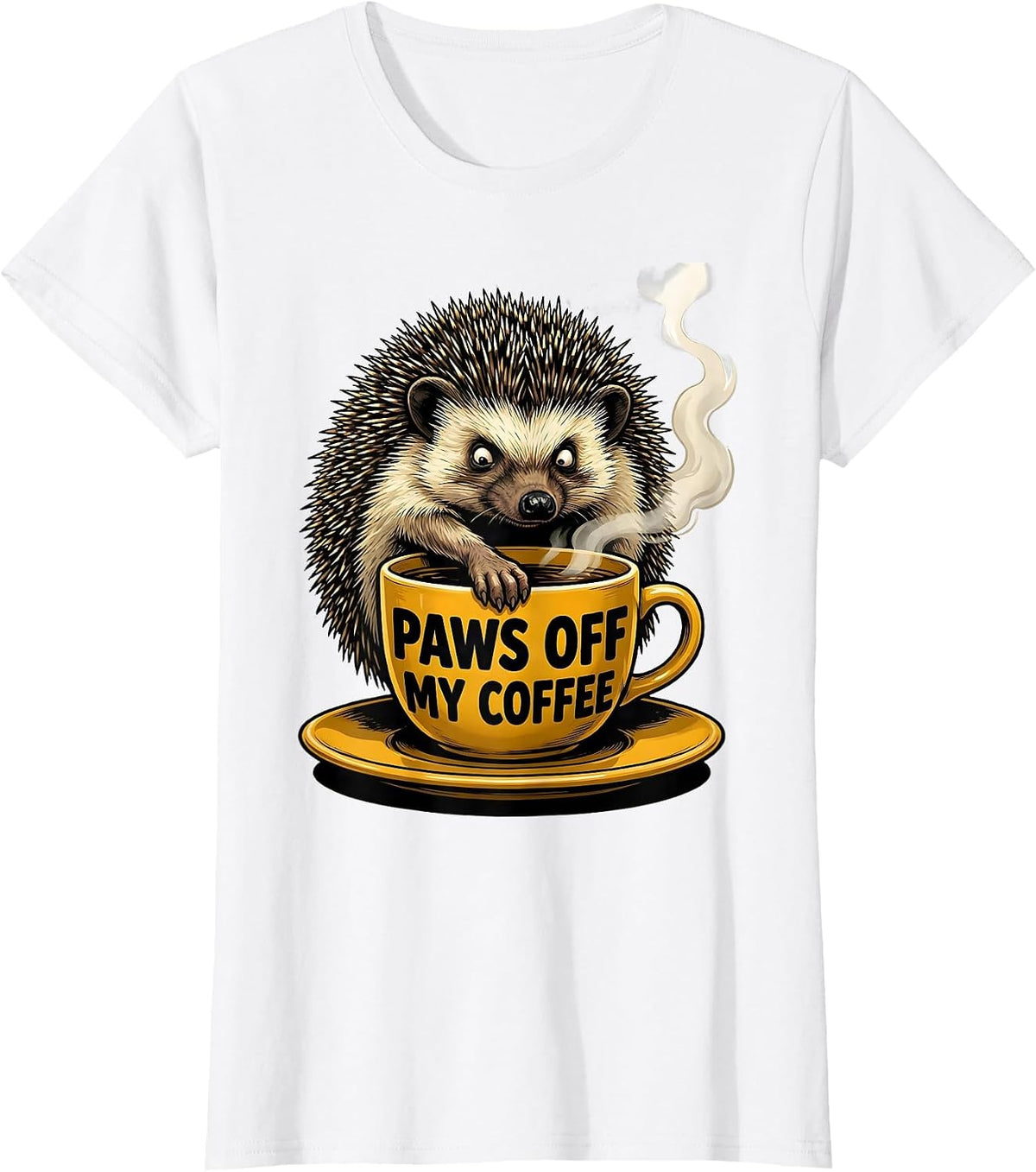 Paws Off My Coffee Funny Coffee Lover Animal Meme Humor T-Shirt - White