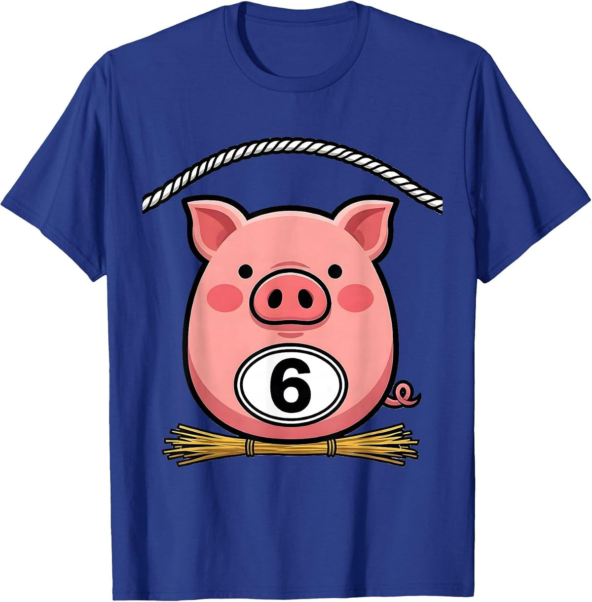6 Funny Pig Face Halloween Costume Novelty Humor T-Shirt - Royal Blue