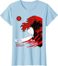 Women's Now Playing: One Wave, One Hedgehog, No Stunt Double Swiss T-Shirt - Baby Blue