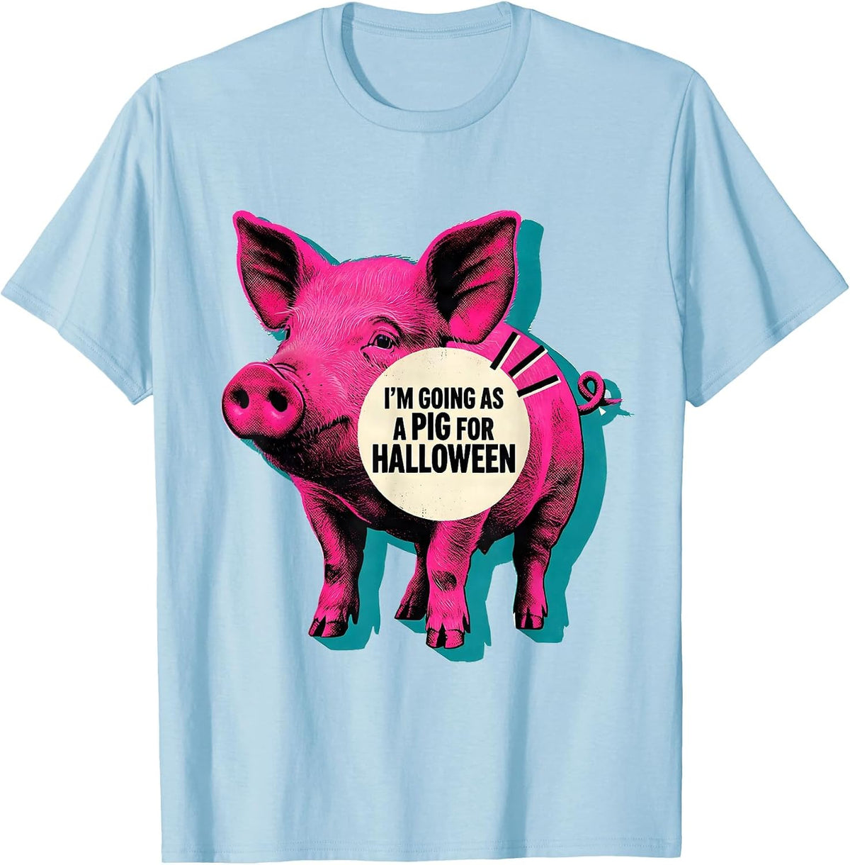Men's I’m Going As A Pig For Halloween Funny Pig Lover Halloween T-Shirt - Baby Blue