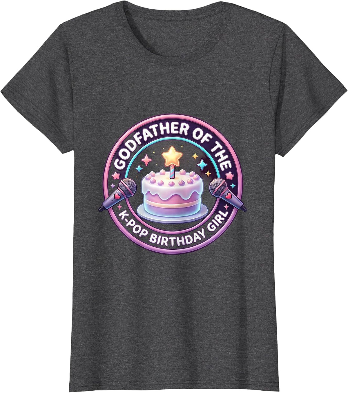 Women's Godfather of the K-Pop Birthday Girl Cute Kawaii Family T-Shirt - Dark Heather Grey