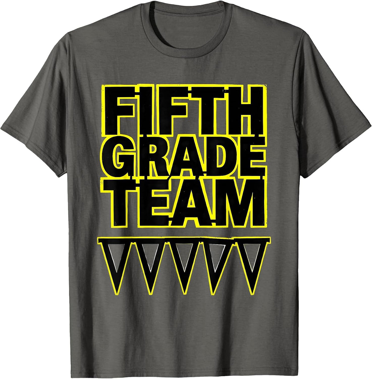 Fifth Grade Team Stencil Graphic Teacher Back to School T-Shirt - Asphalt Grey