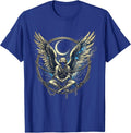 Forsaken Chained Angel Torn Wings Illustration T-Shirt - Royal Blue