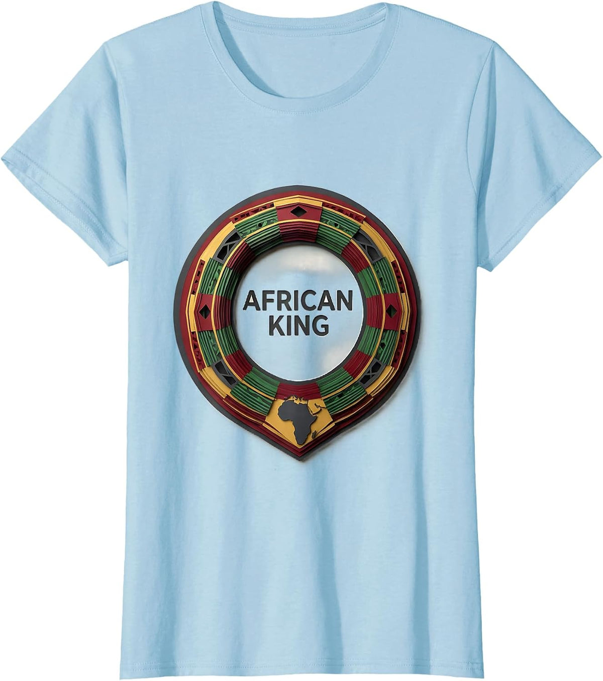 African King Paper Cutout Cultural Pride Black History Month T-Shirt - Baby Blue