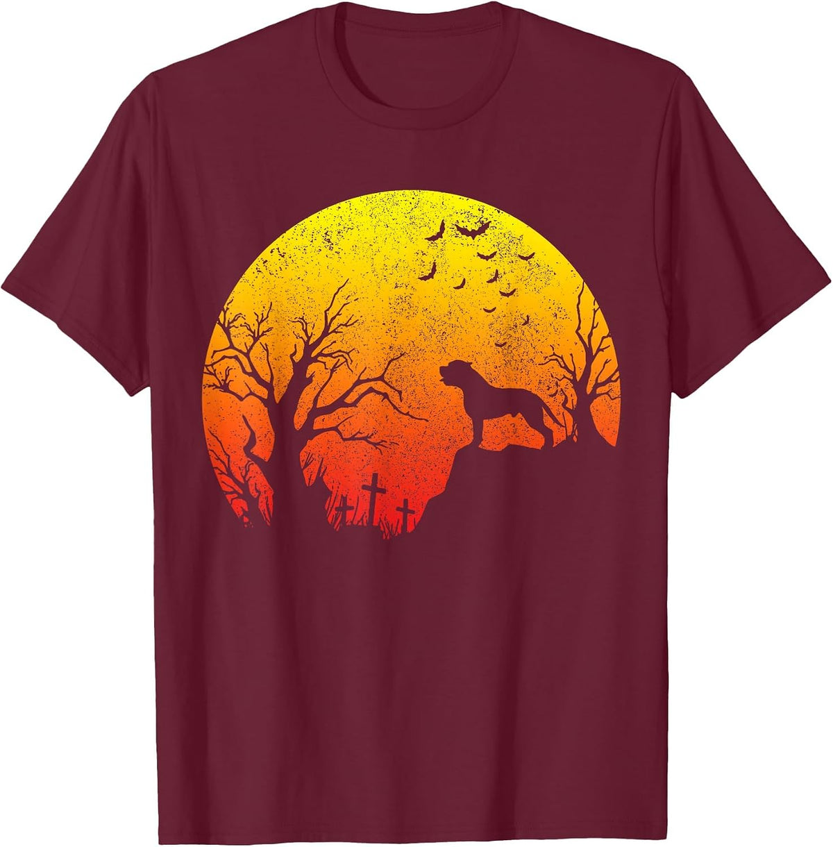 Pitbull Halloween Dog Funny Vintage Pitbull Dad Mom T-Shirt - Burgundy