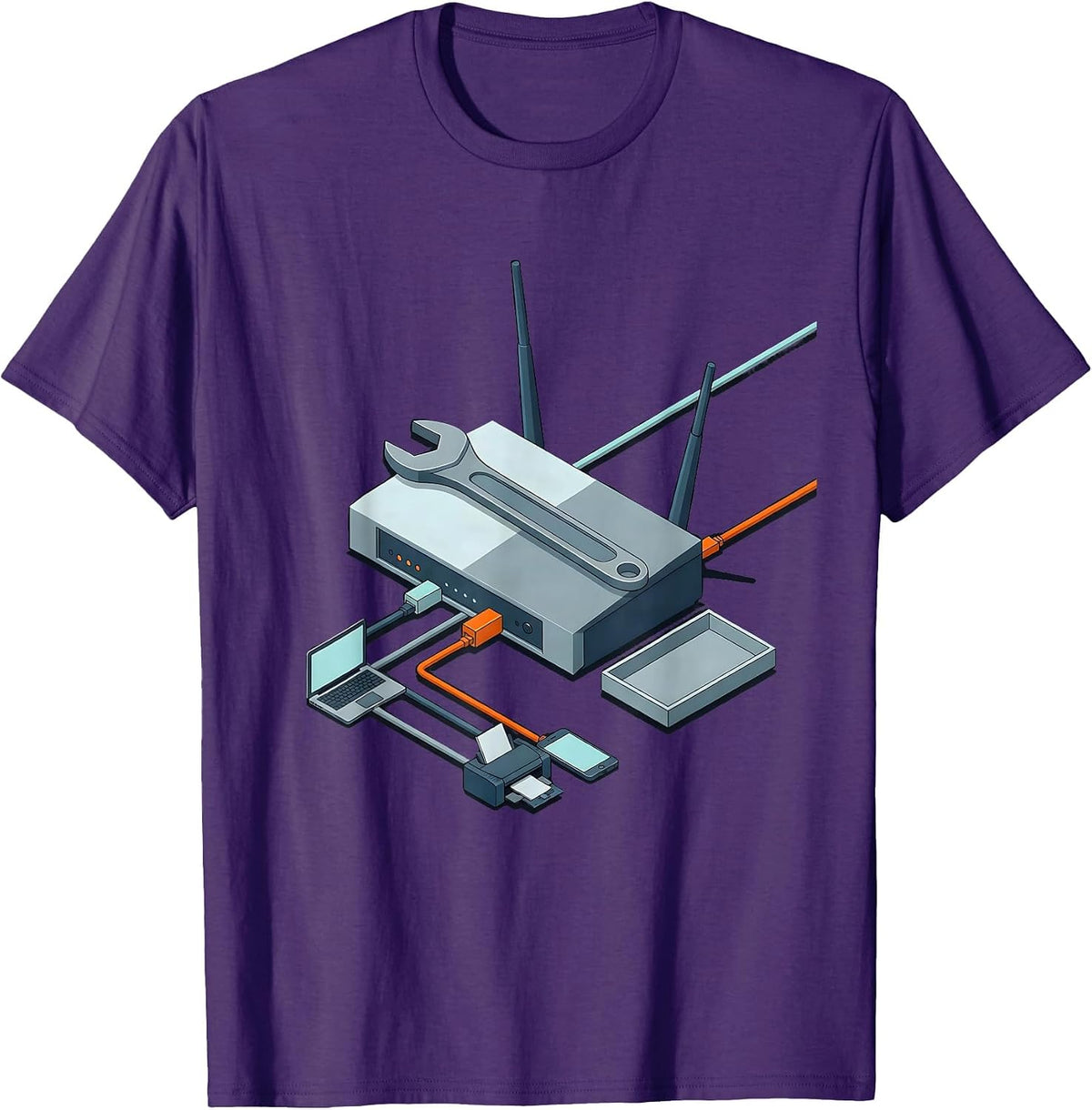 Men's Network Router IT Humor Tech Support Gift T-Shirt - Purple