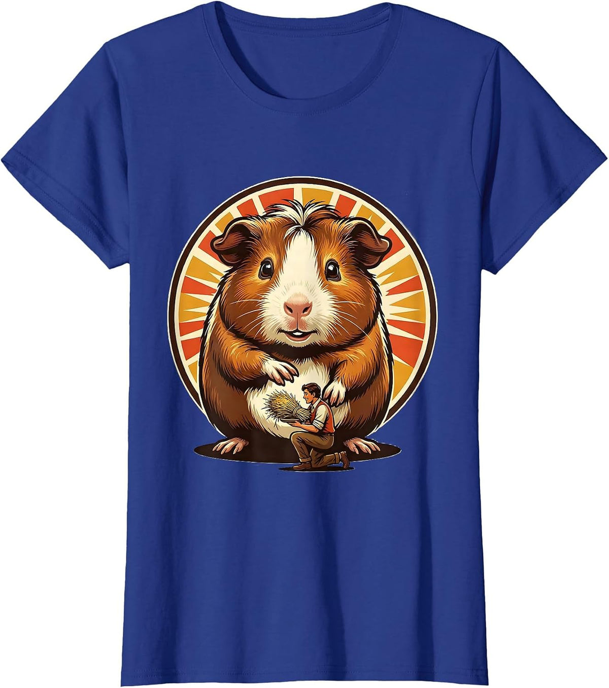 Women's Guinea Pig Mascot Retro Pet Lover Humor T-Shirt - Royal Blue