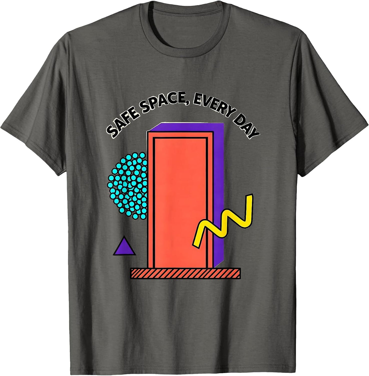 Safe Space Every Day School Counselor Design T-Shirt - Asphalt Grey
