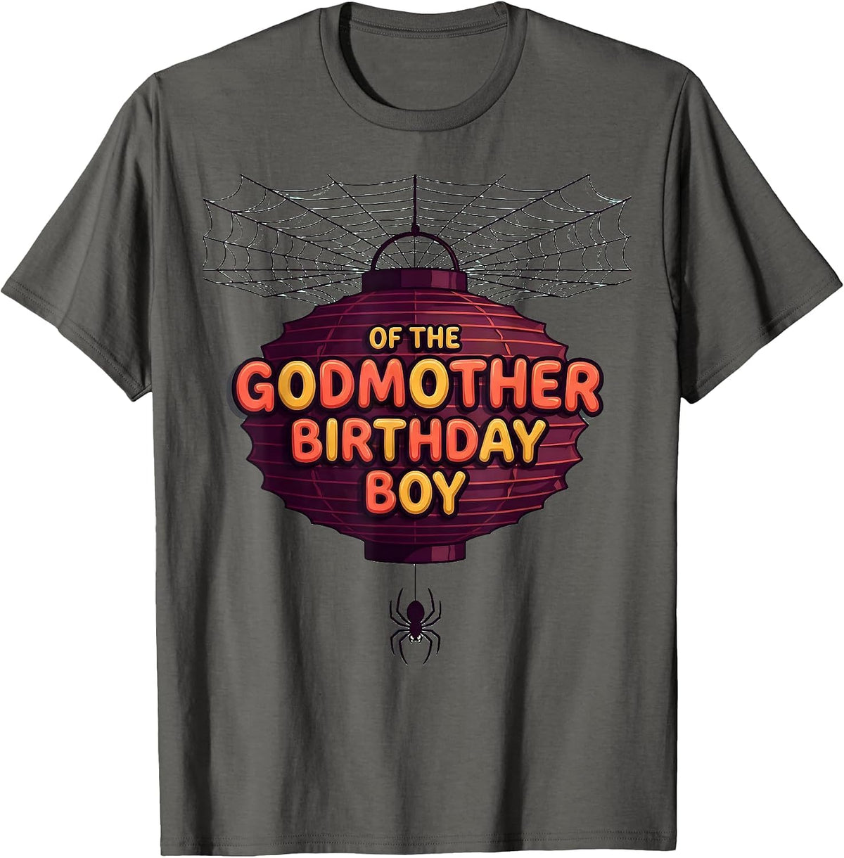 Men's Godmother Of The Birthday Boy Spider Web Family Matching T-Shirt - Asphalt Grey