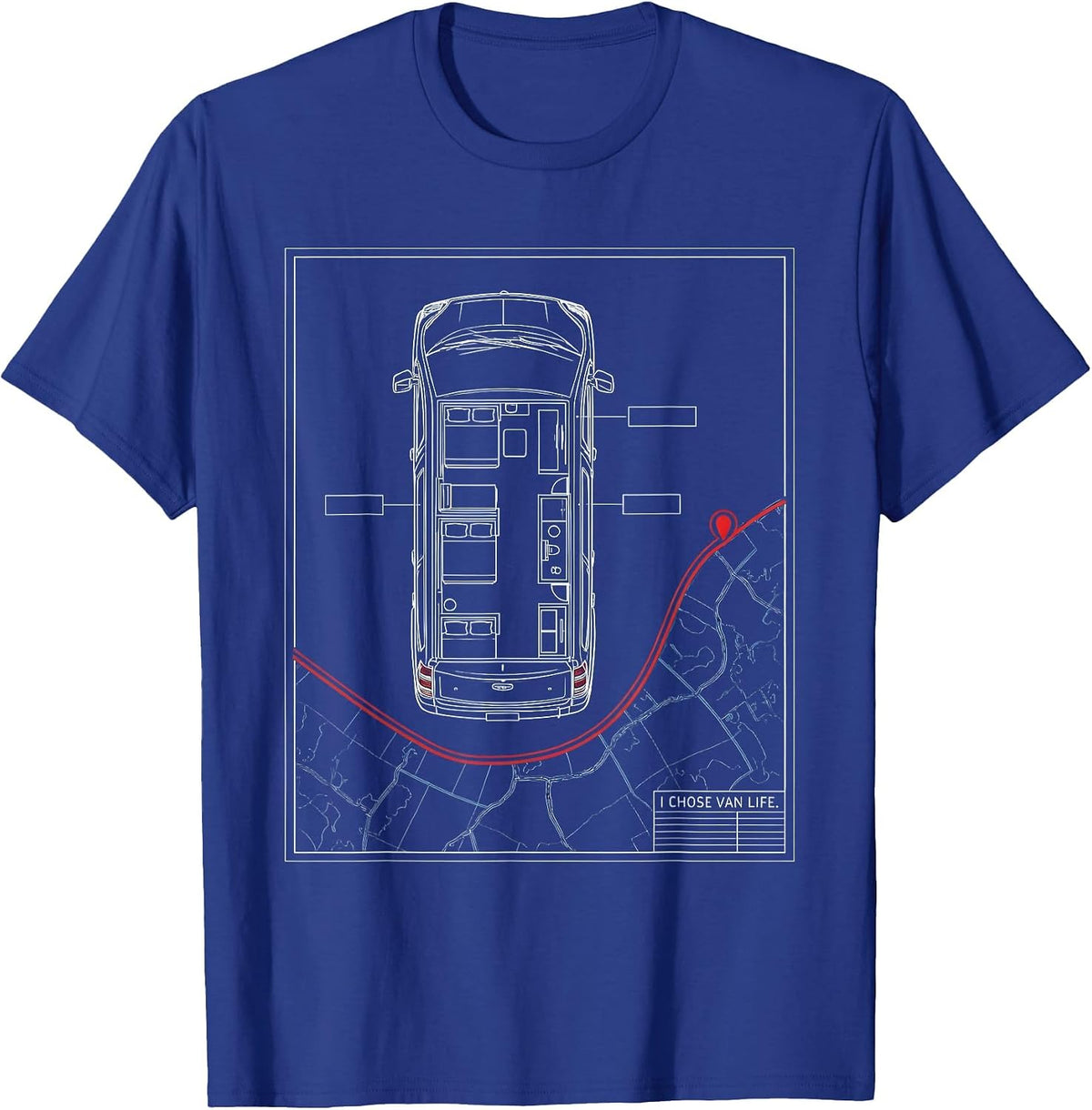 Men's I Chose Van Life Retro Vintage Van Life Dwellers Vanlife T-Shirt - Royal Blue