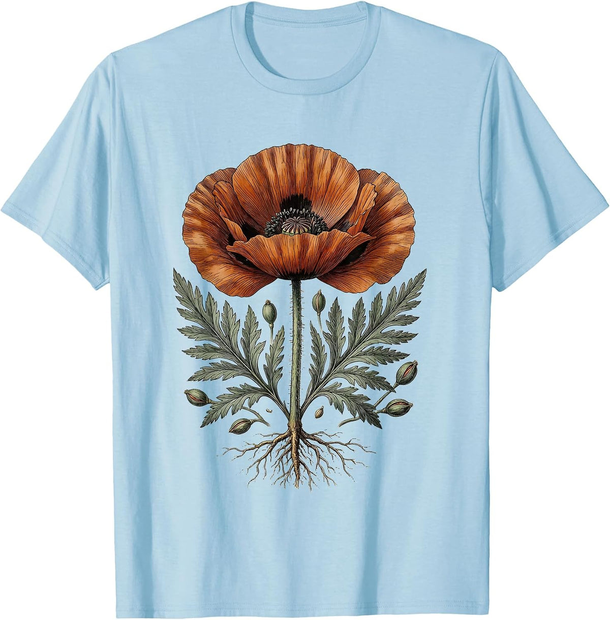 Men's Bohemian Van Life Mountain Sunset Illustration T-Shirt - Baby Blue