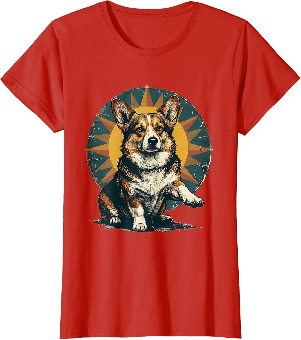 Stern Corgi Distressed Dog Lover Humor T-Shirt - Red