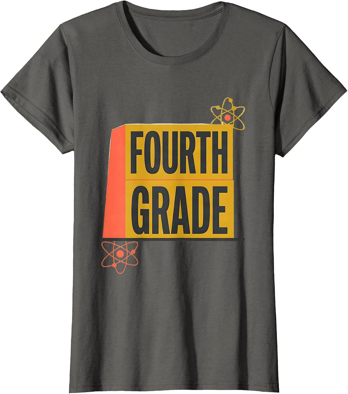 Women's Fourth Grade Retro Midcentury Modern Teacher Student Back T-Shirt - Asphalt Grey