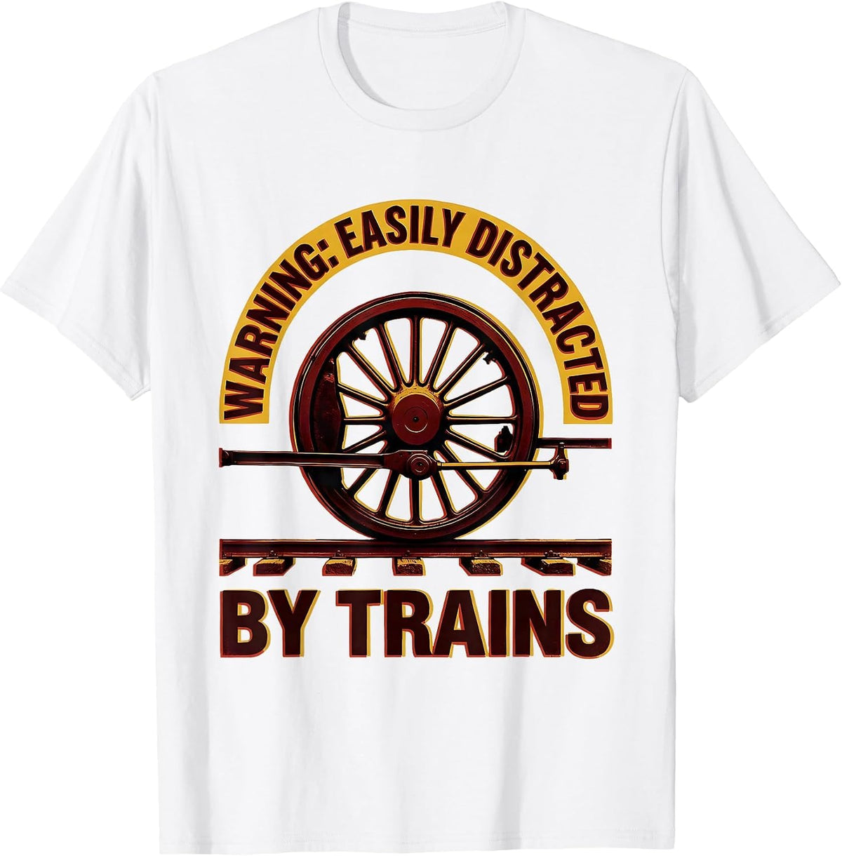 Men's Warning Easily Distracted By Trains Retro Steam Train T-Shirt - White