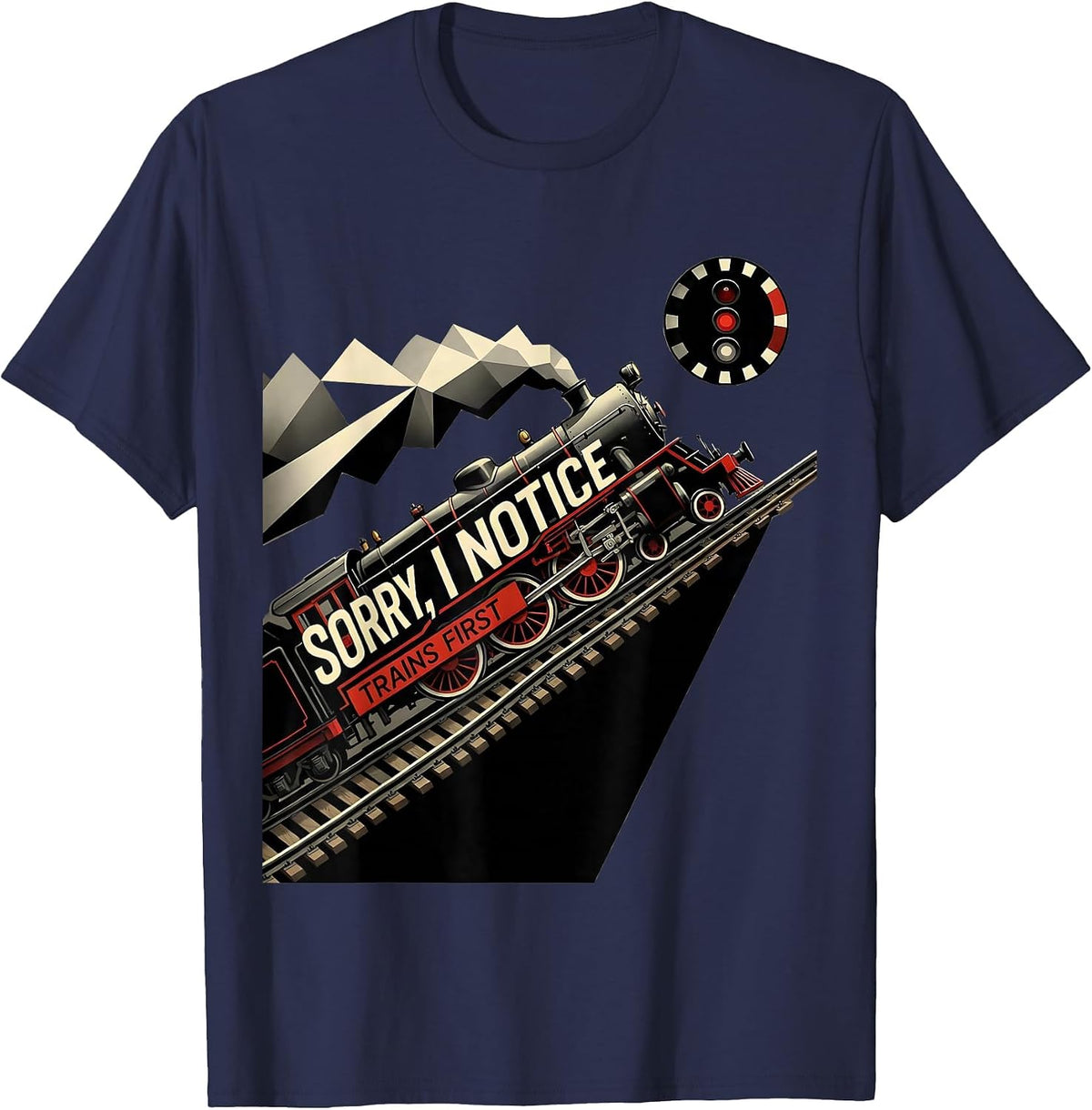 Sorry I Notice Trains First Funny Train Enthusiast Vintage T-Shirt - Navy Blue