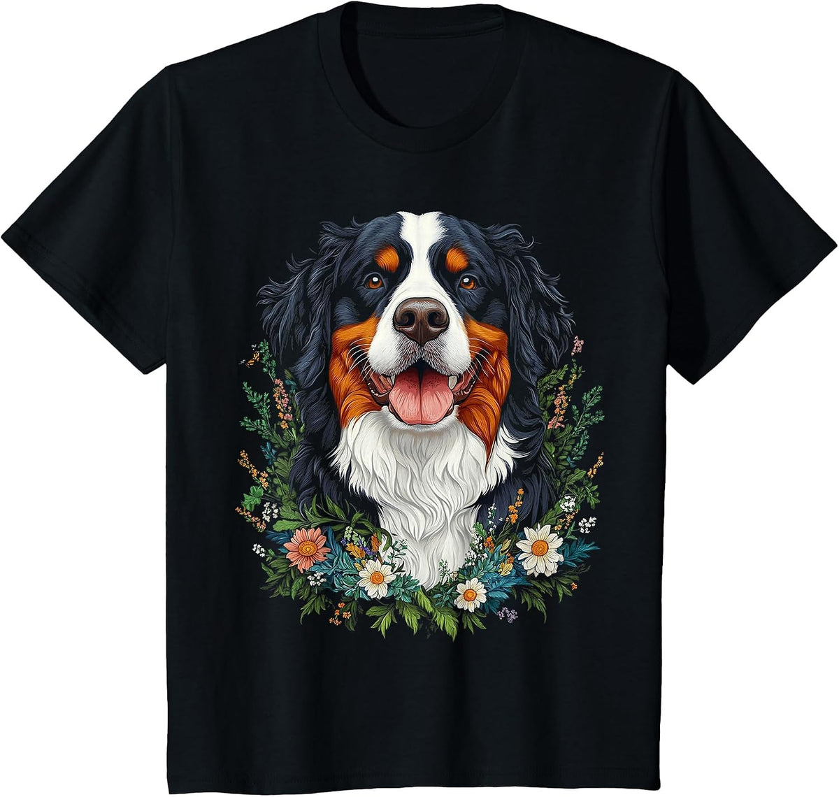 Bernese Mountain Dog Motif Pet Mandala Bernese Mountain T-Shirt - Black