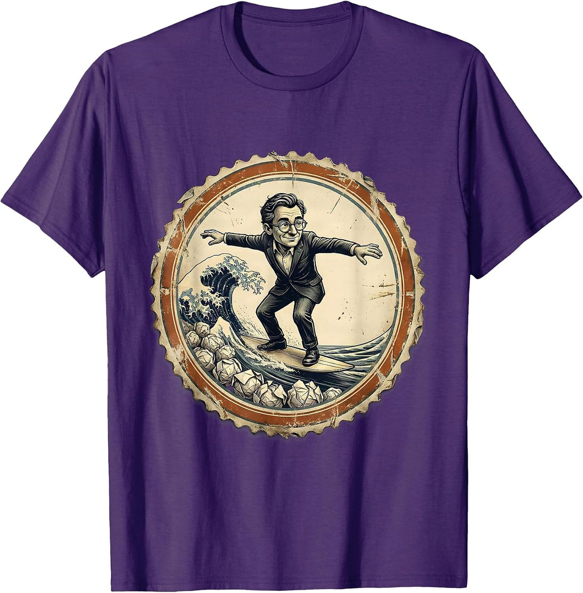 Men's Substitute Teacher Riding a Wave of Paper Balls T-Shirt - Purple