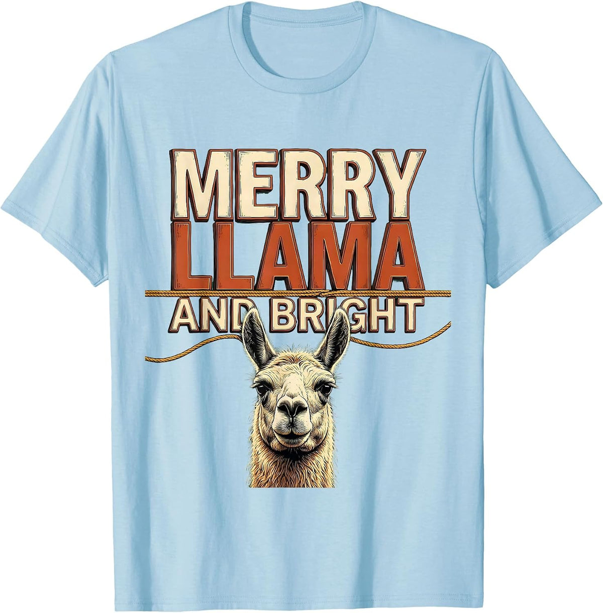 Men's Merry Llama And Bright Funny Christmas Llama Lover Holiday T-Shirt - Baby Blue