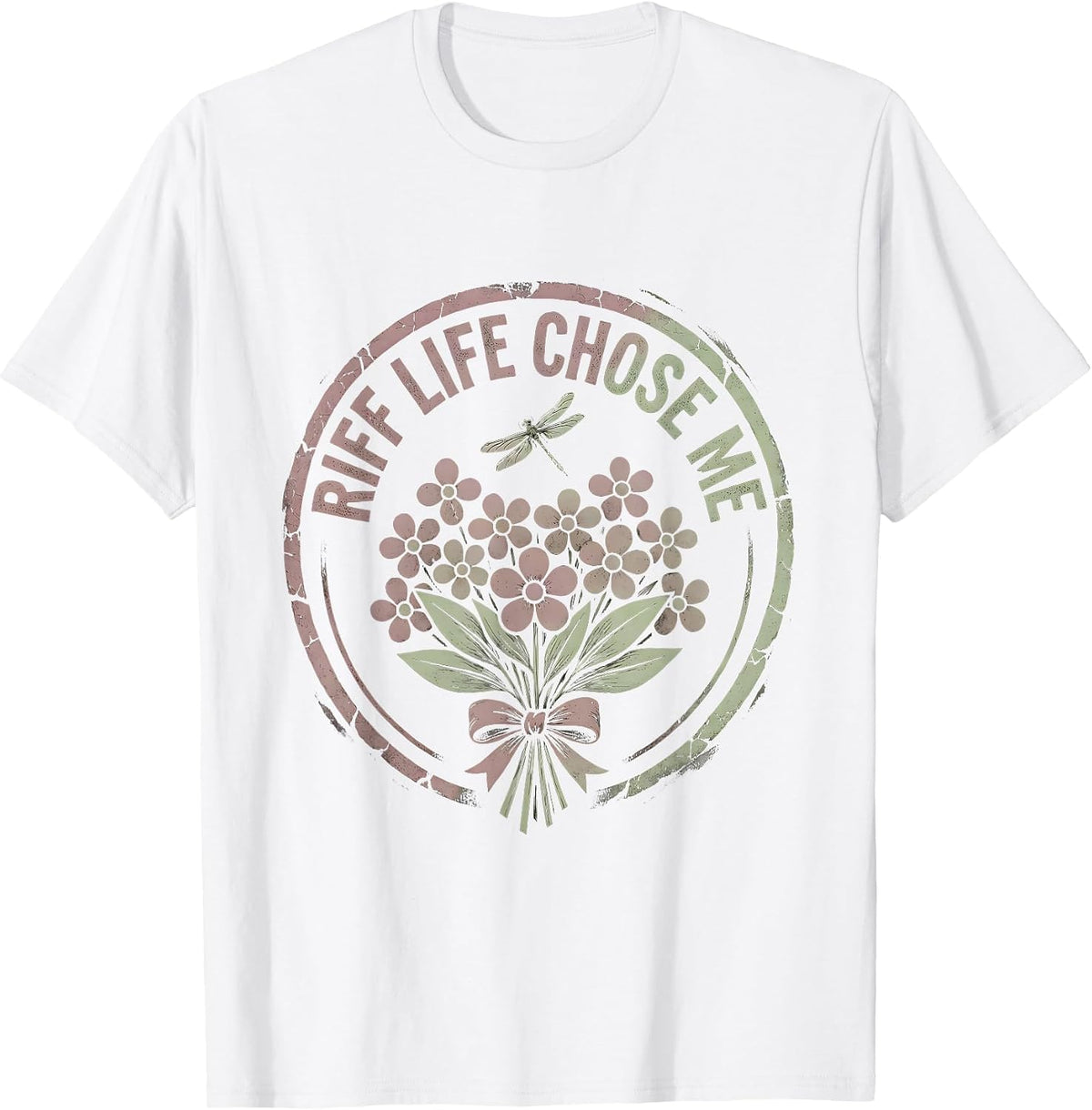Men's Riff Life Chose Me Metal Band Graphic Design T-Shirt - White