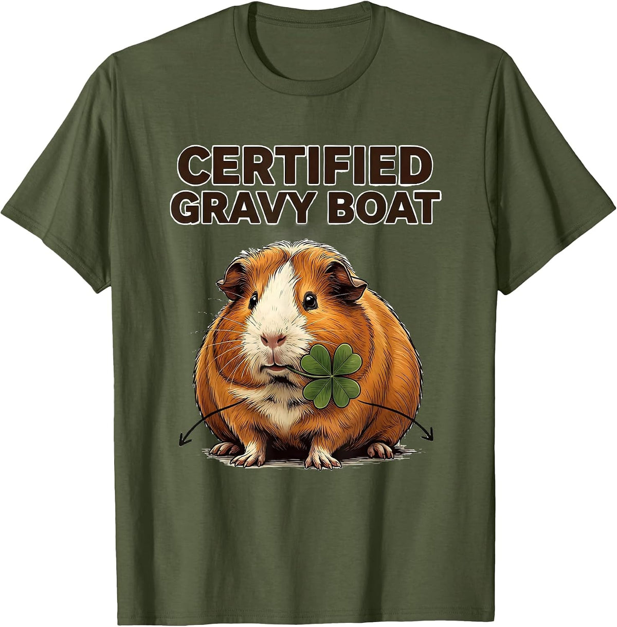 Men's Certified Gravy Boat Funny Guinea Pig Cavy Lover Gift T-Shirt - Olive Green