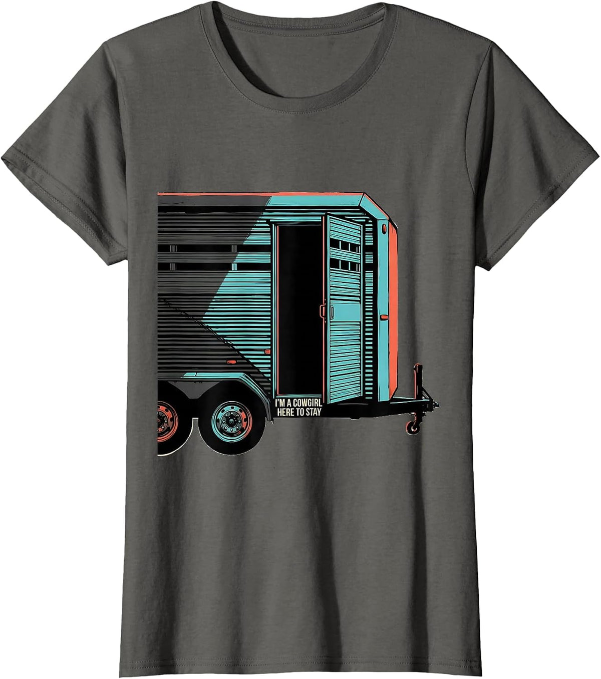 Women's I'm A Cowgirl, Here To Stay Western Rodeo Pride Cowgirl T-Shirt - Asphalt Grey