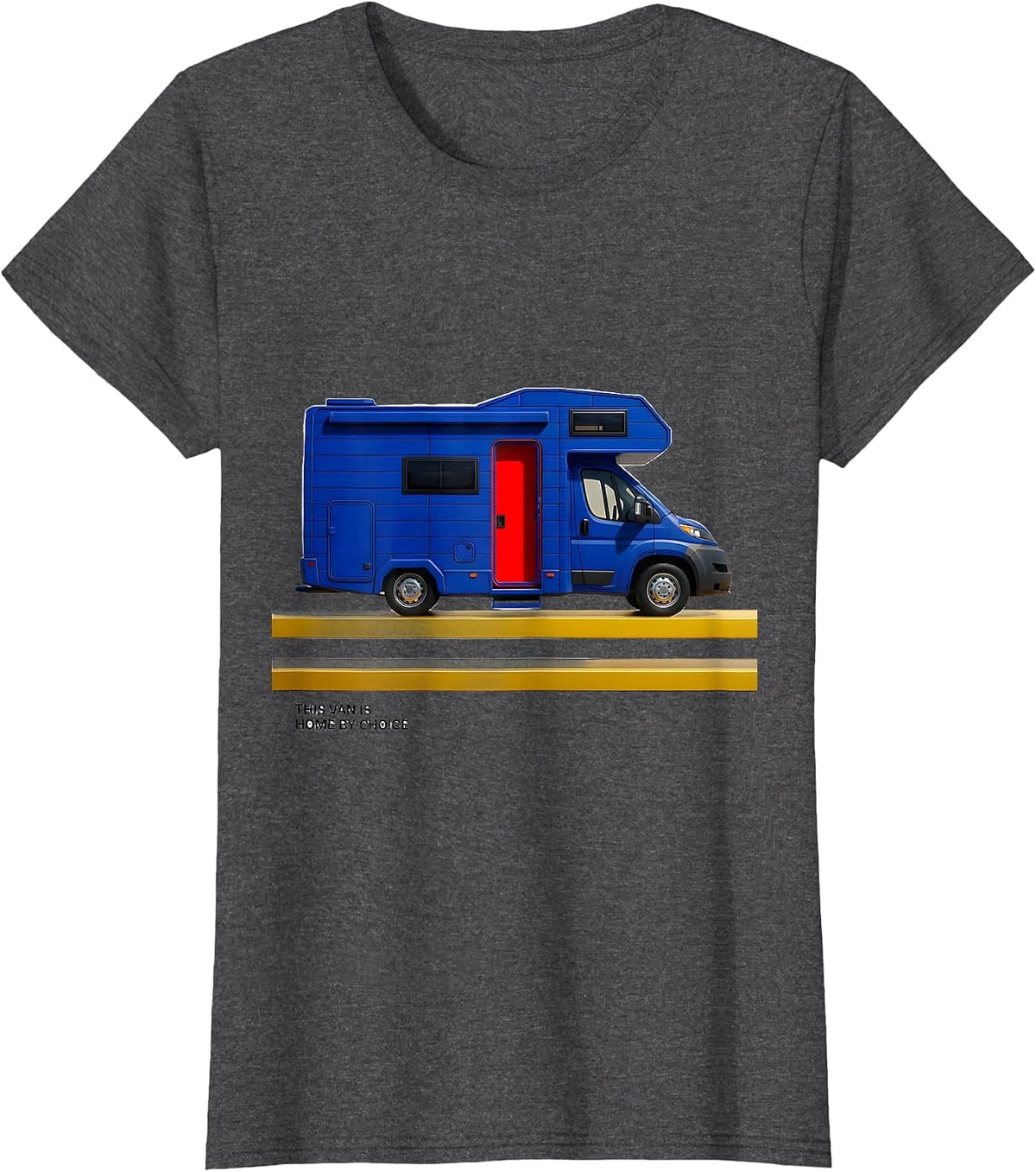 Women's This Van Is Home By Choice Geometric Van Life Nomad Retro T-Shirt - Dark Heather Grey