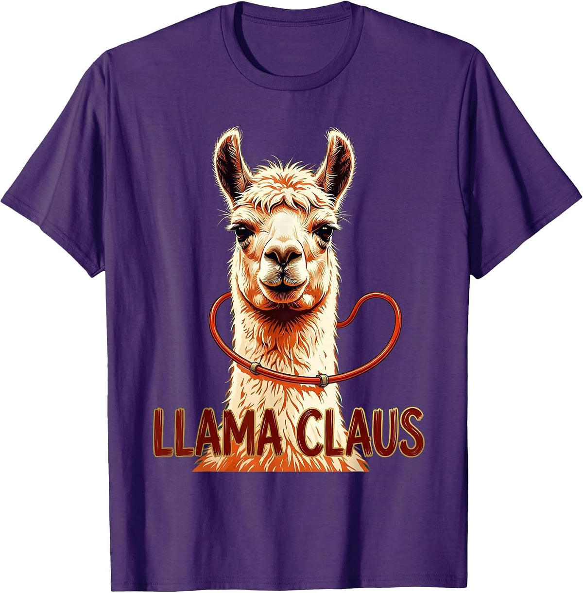 Llama Claus Funny Llama Lover Christmas Novelty T-Shirt - Purple