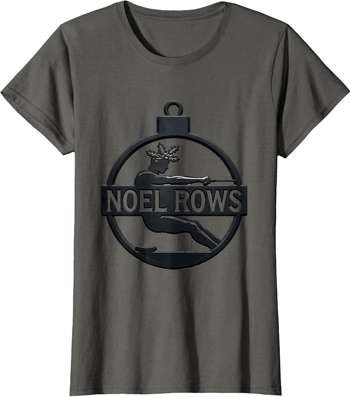 Women's Noel Rows Funny Christmas Gym Bodybuilder Weightlifting T-Shirt - Asphalt Grey
