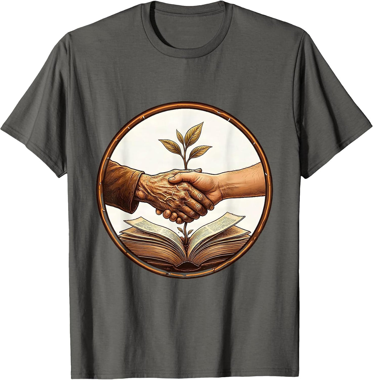 Sealed Hands Passing Knowledge Black History Month Pride T-Shirt - Asphalt Grey