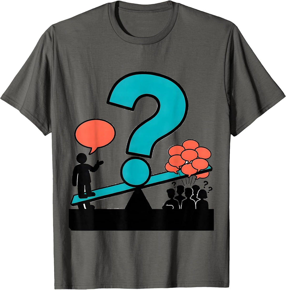 Men's Question Mark Teacher Funny Grammar Humor Gift T-Shirt - Asphalt Grey