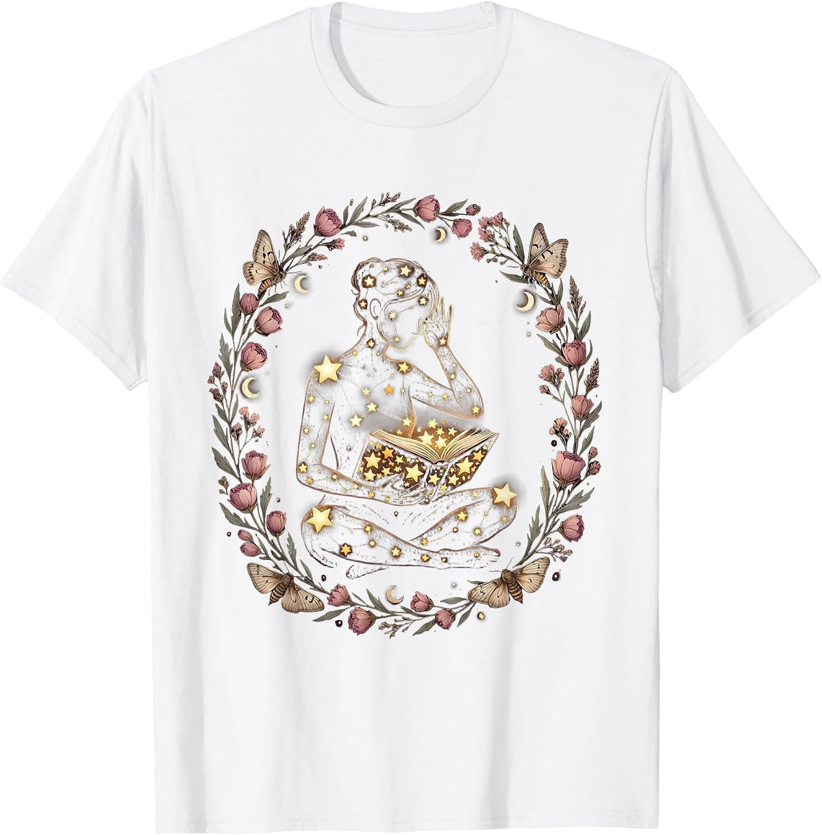 Men's School Counselor Constellation Human Figure Design T-Shirt - White